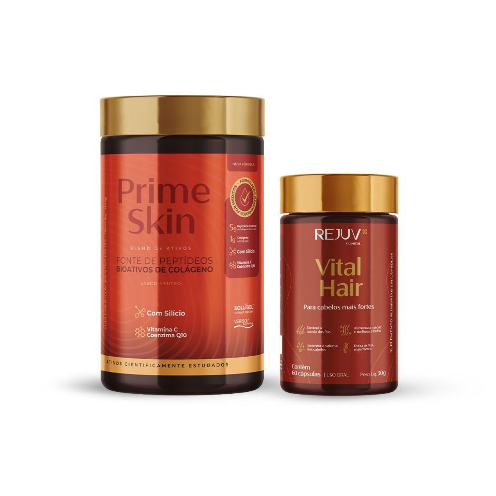 Combo Força e Brilho: Prime Skin + Vital Hair - Rejuv Clinical